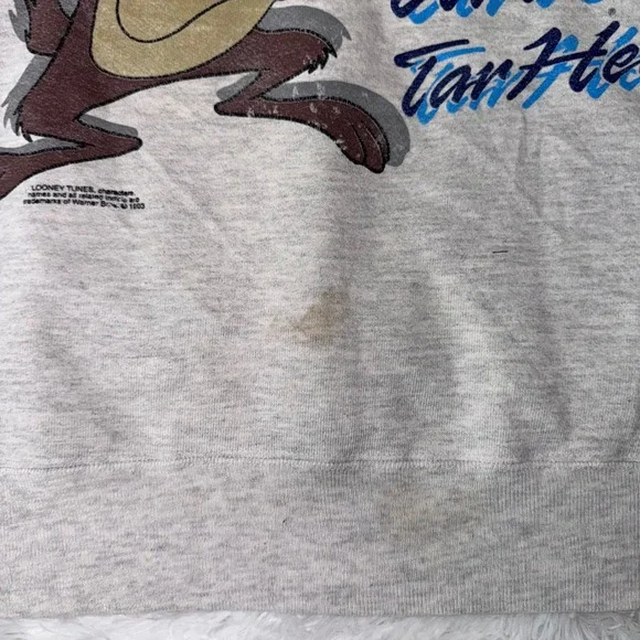 Vintage UNC Tar Heels Looney Tunes‎ Tazmanian Devil Sweatshirt Mens Large Gray